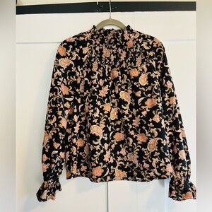 THML Black Blouse with Floral Design